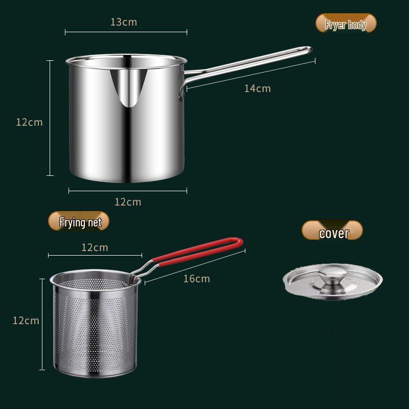 Stainless Steel Mini Deep Fryer with Strainer
