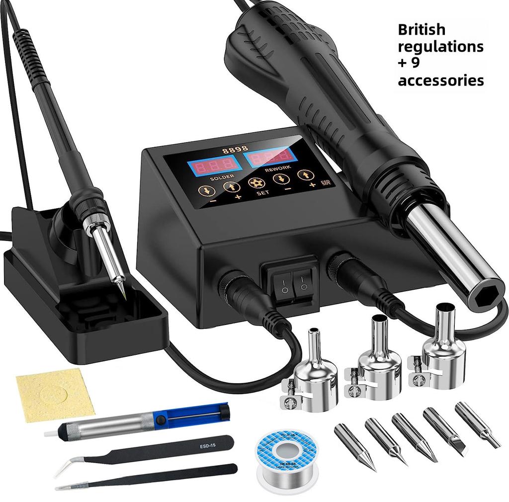 8586 2-in-1 Air Rework Station with Soldering Iron for Electronics Repair