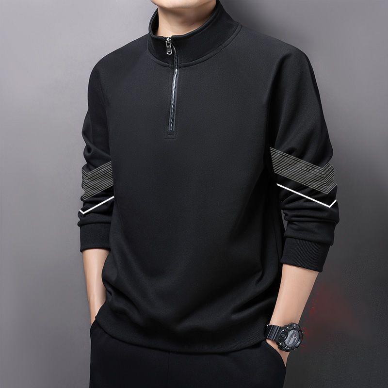 Höst Vinter Ståkrage Halv dragkedja Lös passform Vardaglig Pullover Huvtröja