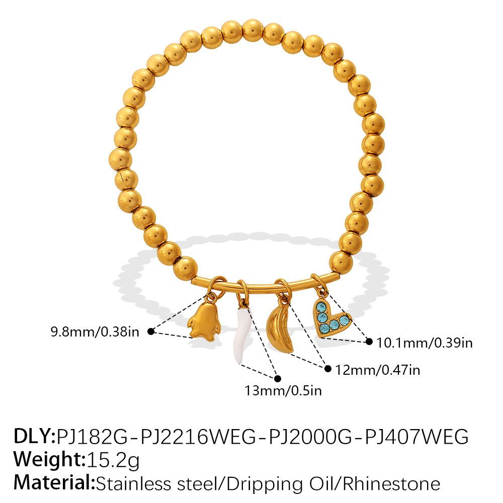 

European and American Summer Beach Ocean Wind Starfish Shell DIY Pendant Round Bead Bracelet Plated 18K Gold Stackable Jewelry 2026 18CM