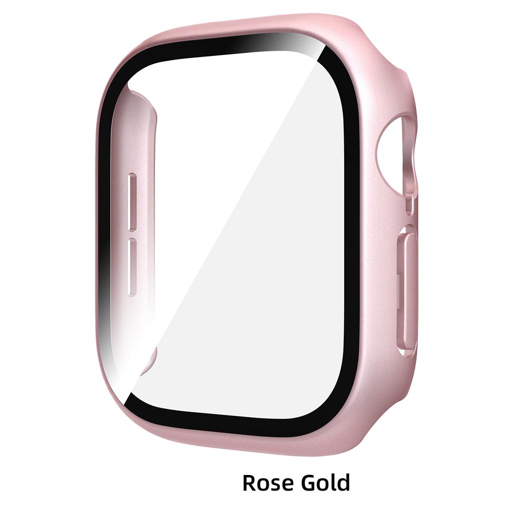 Gehärtetes Glas PC-Hülle für Apple Watch 12 46mm 42mm Harter Stoßfänger Displayschutz Abdeckung für Iwatch Serie 12 Schalen Zubehör 7