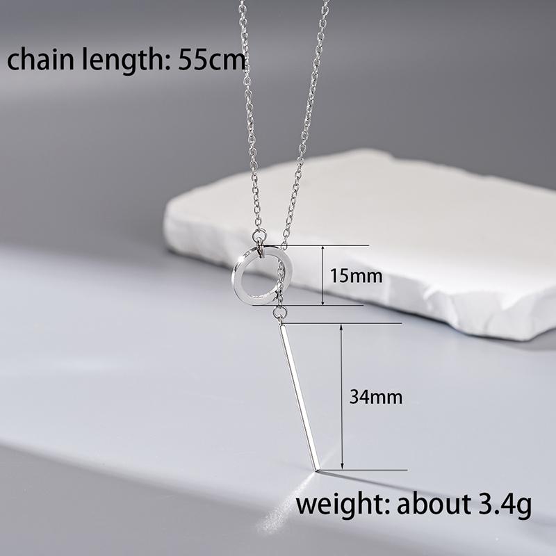 Huitan Novel Round Stainless Steel Pendant Necklace for Women Elegant Party Wedding Fashion Versatile Daily Lady Jewelry GiftGood product