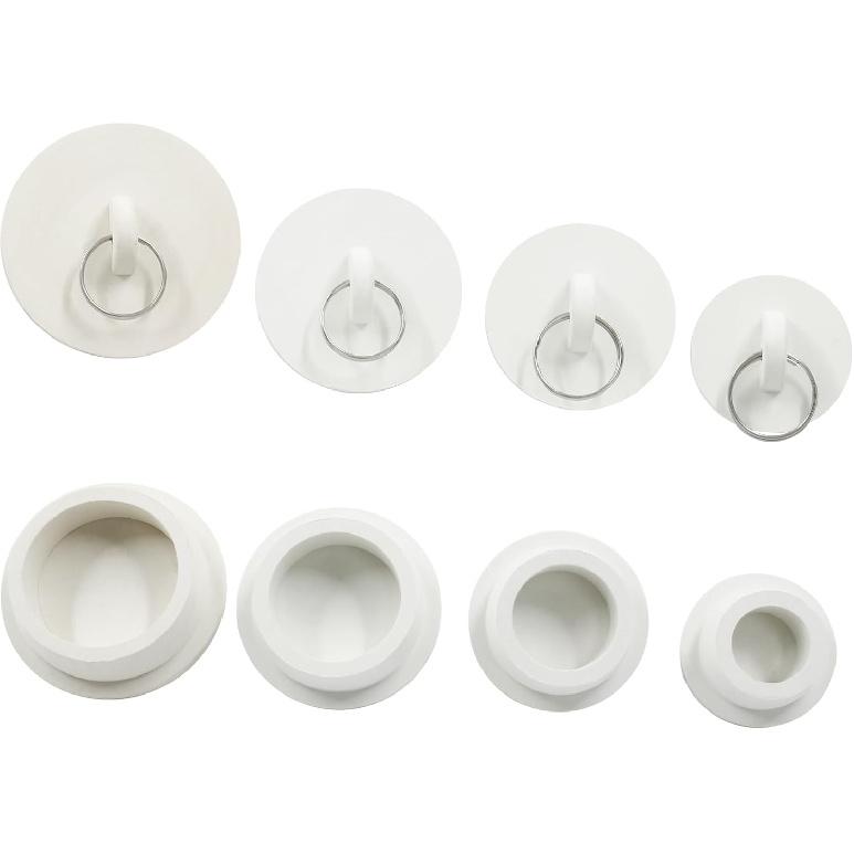 4 Pack Sink Bathtub Plug Rubber Sink Stopper White Bath Tub Drain Stoppers with Pull Ring for Kitchen, Bathtub,Laundry Sink(White)