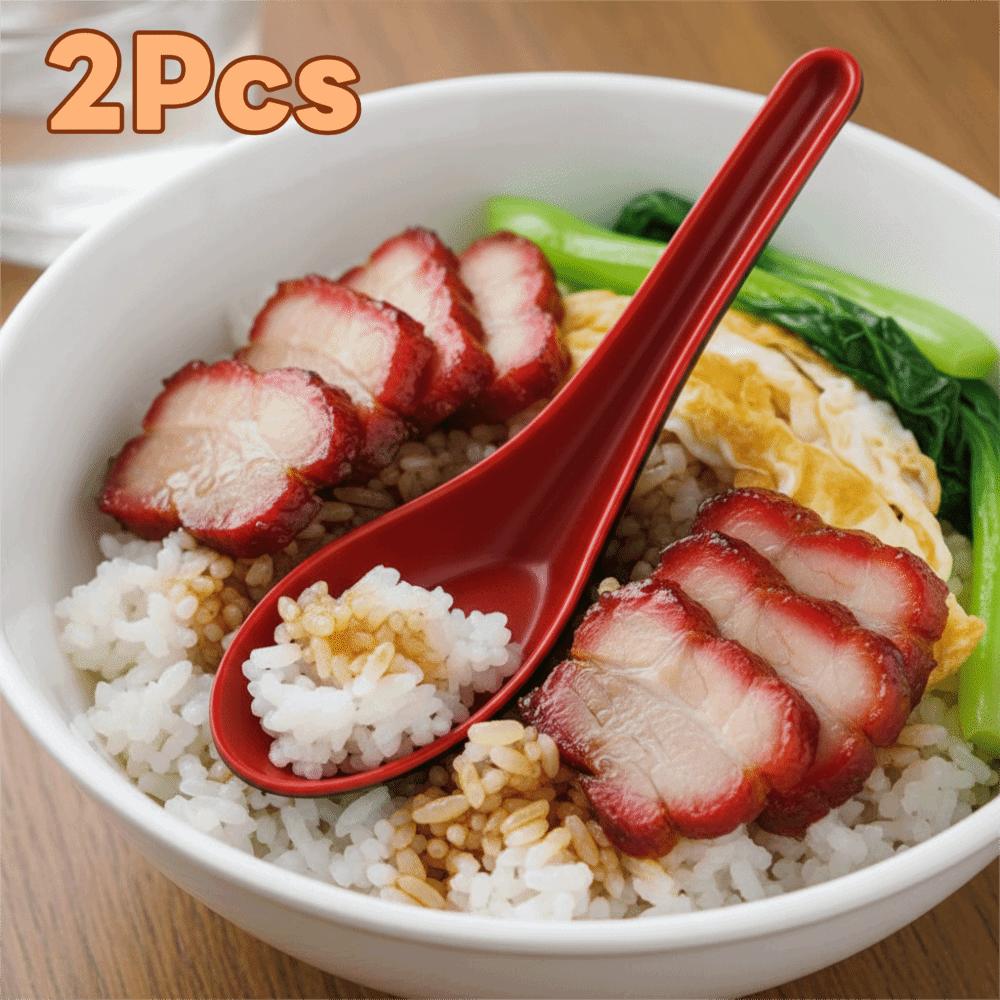 2 Stück Lange Griff Ramen Löffel Simulierte Keramik Esslöffel Restaurant