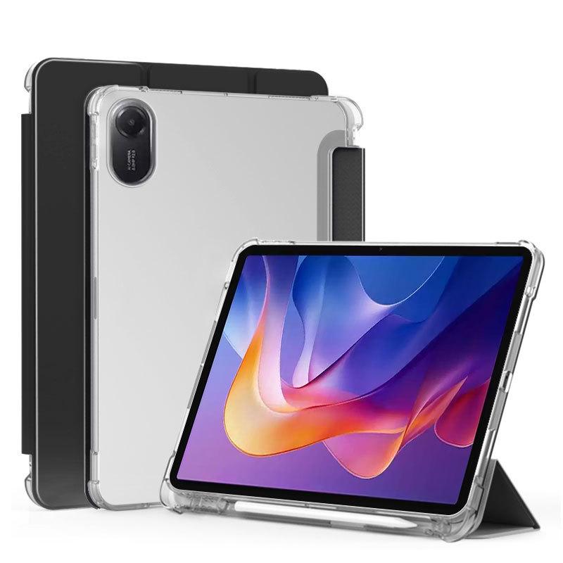 Husă de protecție magnetică triplă pliabilă Xiaomi Redmi Pad 2 cu suport pentru stilou, carcasă moale mată transparentă