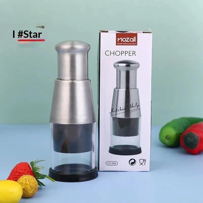 Manual Press Garlic Chopper Stainless Steel Onion Cutter Portable Mini Food Mincer For Home Kitchen Daily Cooking Meal Prep