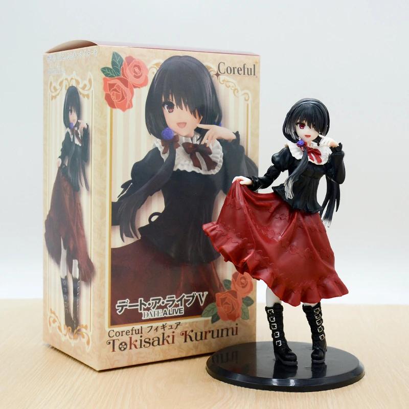 19Cm Date A Live Tokisaki Kurumi Anime Figure Cute Girl Model Toy Pvc Black Dress Dress Up Standing Model Car Interior Ornament