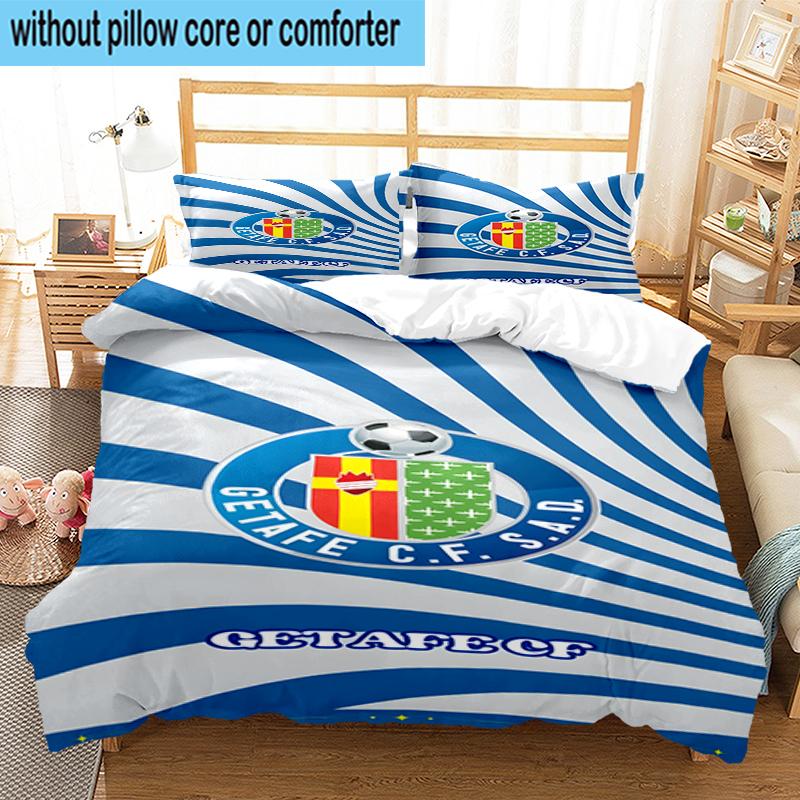 3PCS Getafe Football Crest Bedding Set,Including 1pc Duvet Cover And 2pcs Pillowcases Perfect for Bedroom, Dormitory, Fan Christmas gift