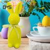 Easter Bunny Statue Freestanding Foam Rabbit Ornament Faux Moss Rabbit Flocked Bunny Figurine Centerpiece for Desk Mantel Dining Table