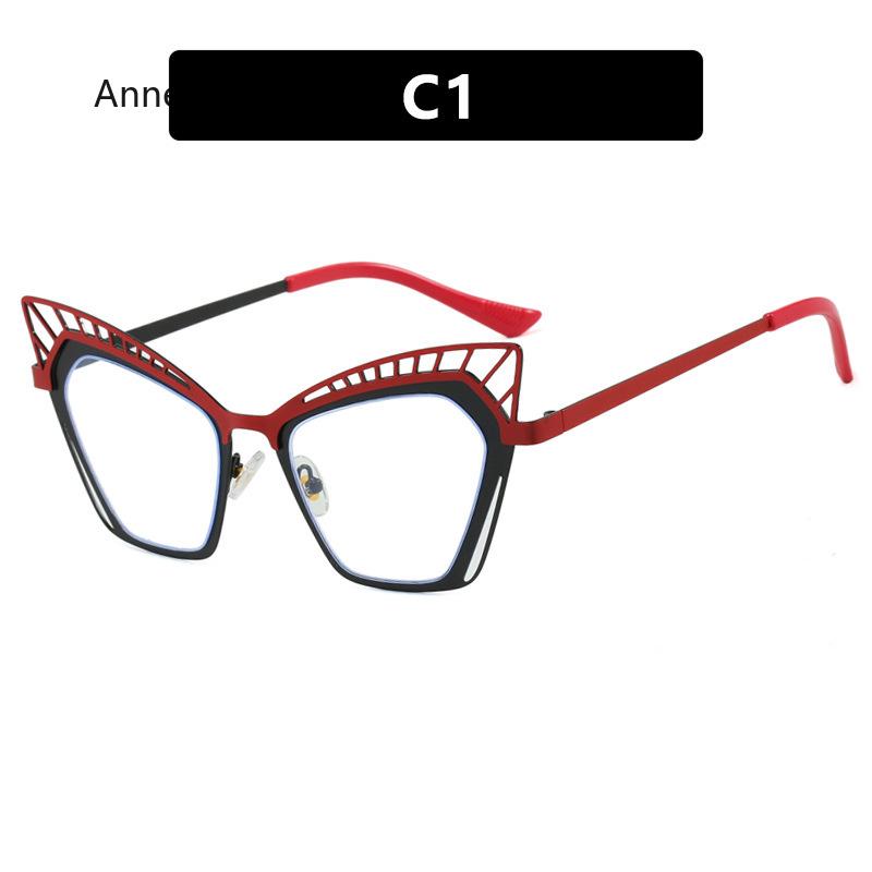 Fashion  Cat Eye Square Large Frame Eye Protection Splicing Color Ladies Anti-Blu-Ray Optical Frame Gafas Hombre
