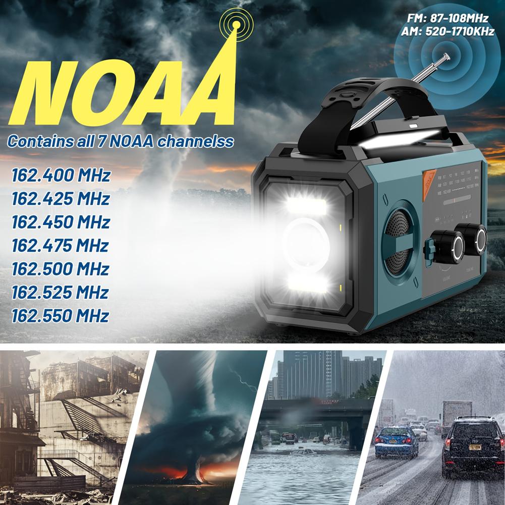 20000mAh Solar Hand Crank Emergency Radio SOS Alarm AM FM NOAA Weather Alert Radio Hand Crank Rechargeable Battery for Emergency