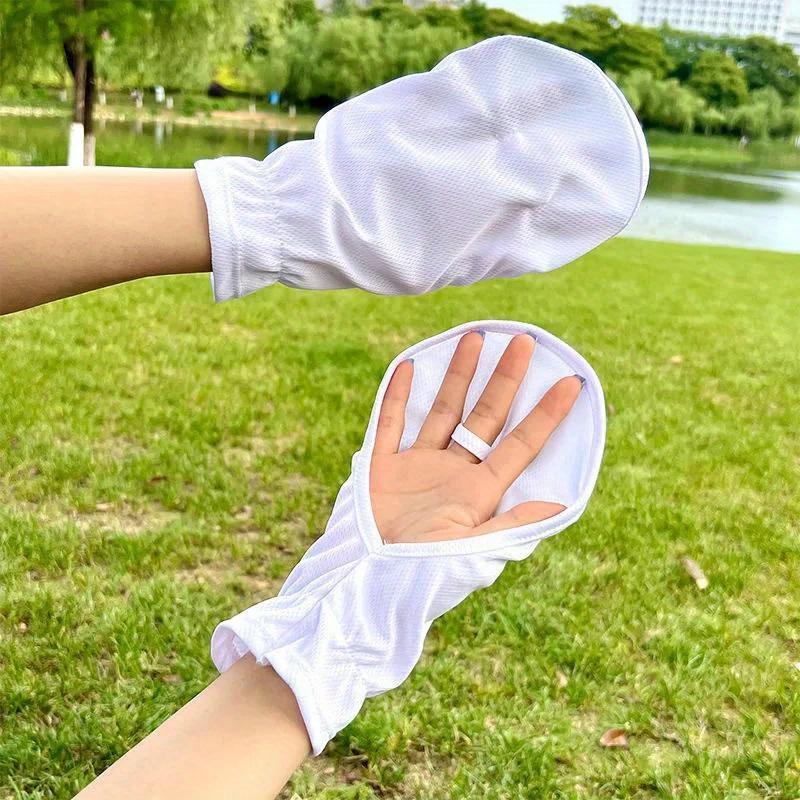 

Ice Silk Open-fingered Short Sunscreen Gloves Sleeve Women Thin Driving Outdoor Riding Gloves Mittens Sun Protection Gloves білий