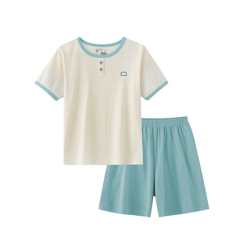 Short-Sleeved Suit, New Summer Style, Half-Sleeved Long Pants for Boys and Girls, Home Clothes, Dopamine Wear, Children's Clothing Two-Piece Set