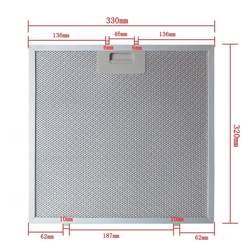 00362381 Range Hood Filter 330x320mm Cooker Hood Grease Filter Kitchen Extractor Aluminium 33 x 32 CM Bosch Siemens NEFF 33x32