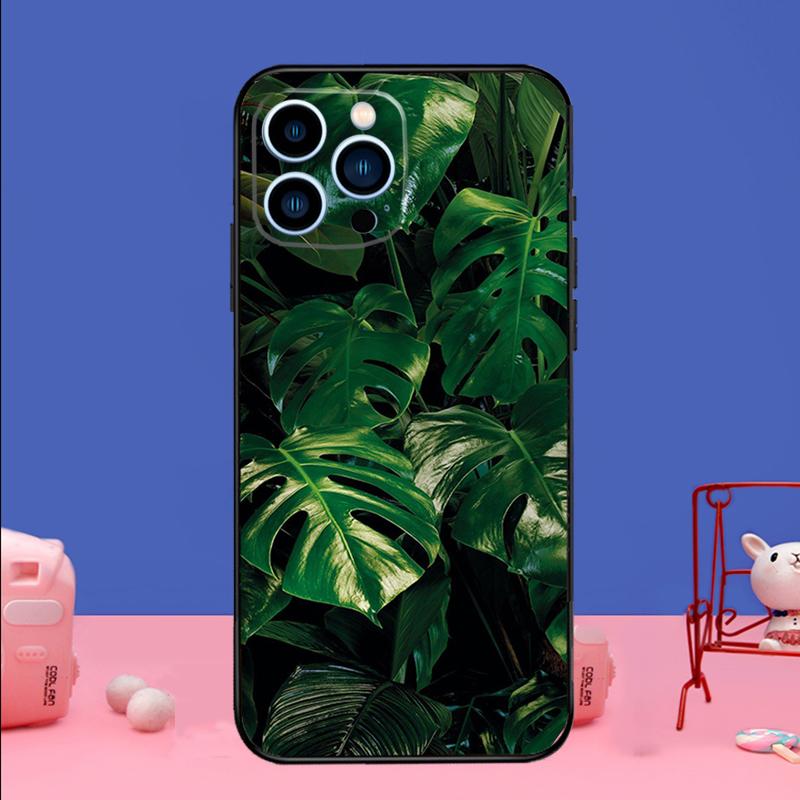 Leaves Monstera Green Phone Case For iPhone 17 Air 16 15 14 11 12 13 Pro Max 13 Mini 15 16 Plus 16e Bumper Cover