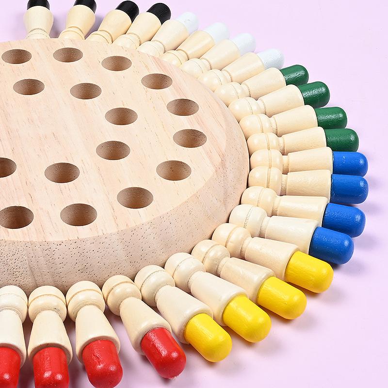 Kids Wooden Memory Match Stick Chess Fun Color Game Board Puzzles Educational Toy Montessori Cognitive Learning Toy for Children