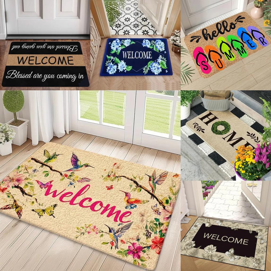Welcome Hello Home Pattern Doormat  Home Decor Rugbedroom Living Room  Entrance Rugs Kitchen Front Door Nonslip Area Foot Mats