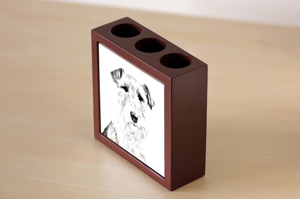 Fox Terrier Wire - pen holder with a dog, desk organizer with a print, personalized desk decoration from the Art-Dog brand.