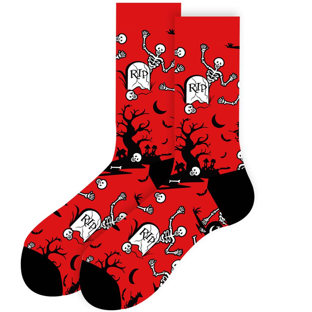 Adult Halloween Printed Knee High Socks for Costume Party and Casual Wear