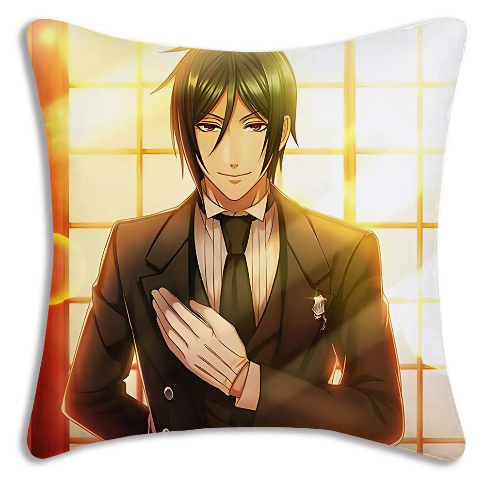 Anime Manga Black Butler Pillow Covers Cartoon Sofa Decorative Home Double-Sided Printing Short Plush Cute Cushion Cover