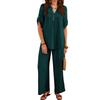 Women's Loose Casual Suit Set, Color Short,Sleeve Pants Set