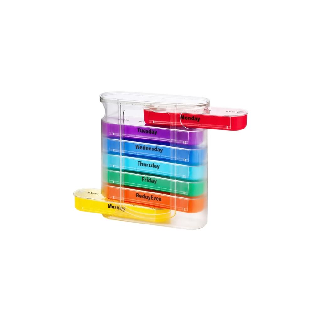 Organizzatore Settimanale di Pillole Estraibile a 7 Giorni e 28 Scomparti Scatola Portaoggetti Rimovibile Contenitore Mini Portatile per Medicine per la Gestione Quotidiana dei Farmaci