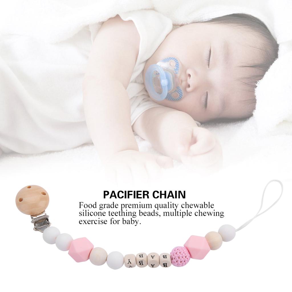 Silicone Pacifier Clip Bead Pacifier Holder Chain for Girls Boys Teether Toys
