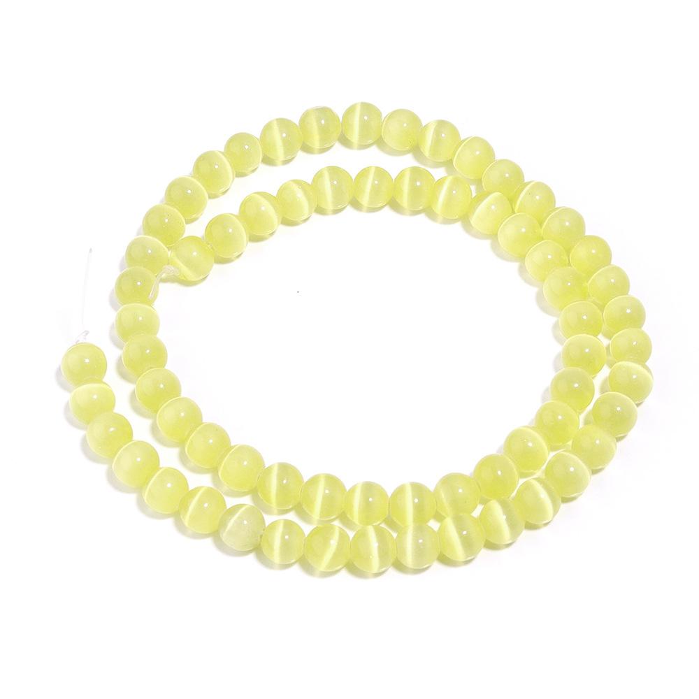 Perline rotonde in pietra sciolta di opale giallo chiaro per la creazione di gioielli fai da te, ciondoli fatti a mano, filo da 15''