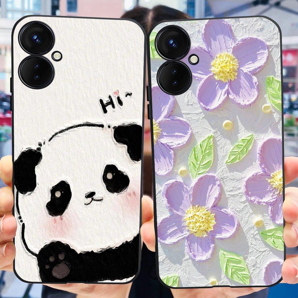 For Tecno Spark 9 Pro KH7 KH7n Cute Cartoon Phone Case For Tecno Spark 9Pro Black Silicone Soft TPU Cases