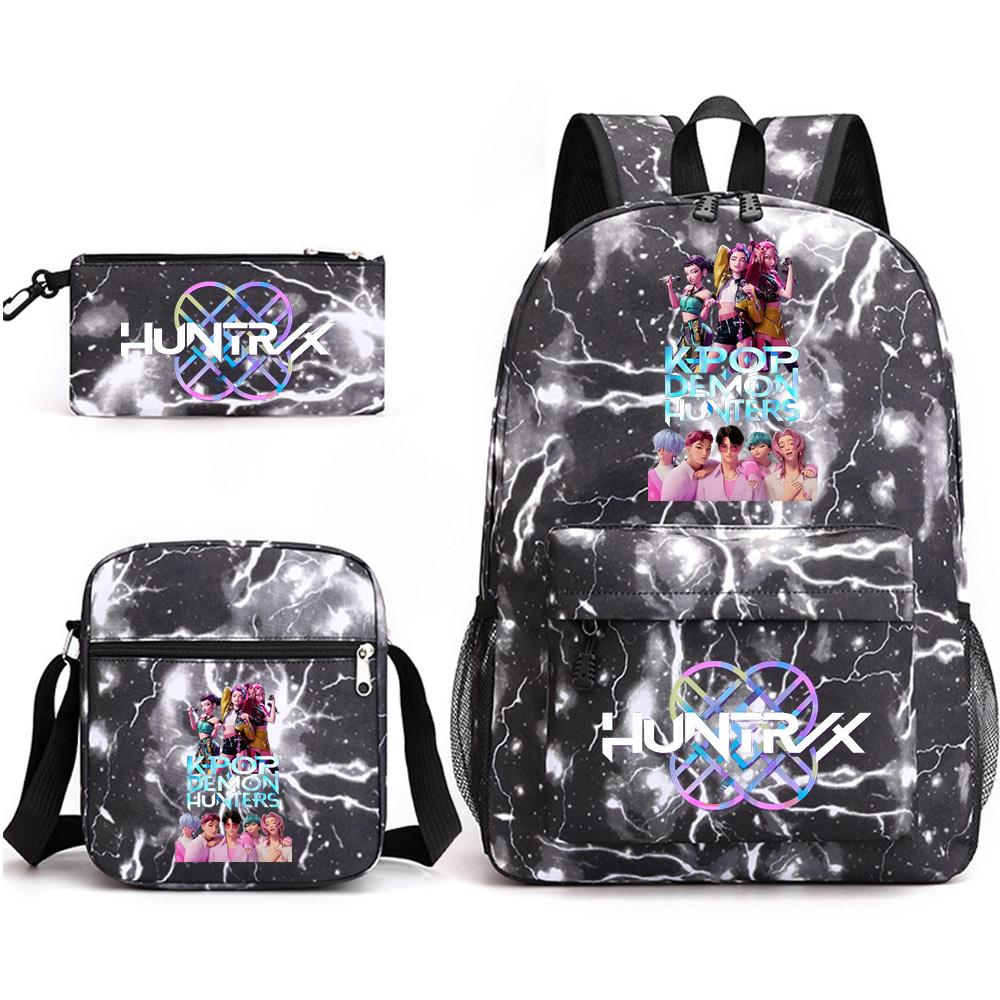 3Pcs/set Cute Cartoon Printed Backpack with Shoulder Bag Pencil Case for Teenager Student Boy Girl School Bag Large Capacity Bookbag Kid Gift