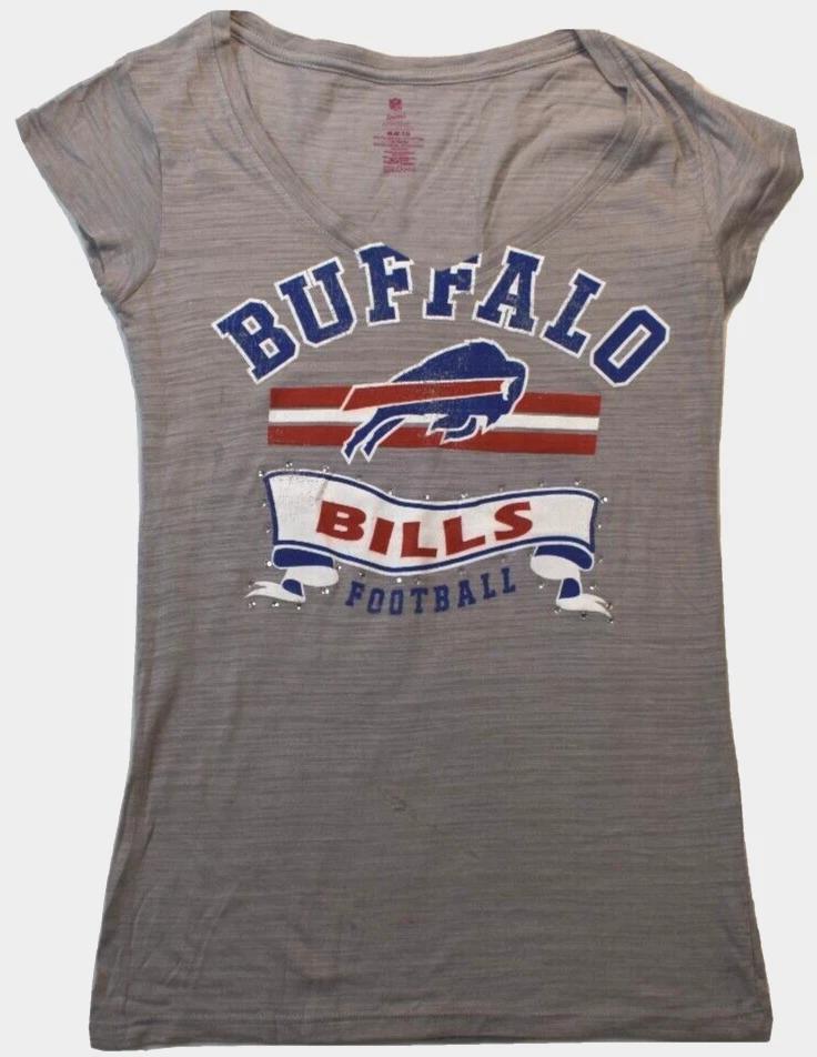 

NFL Teens Apparel Juniors Buffalo Bills Football Studded Burnout Shirt New XS-XL L