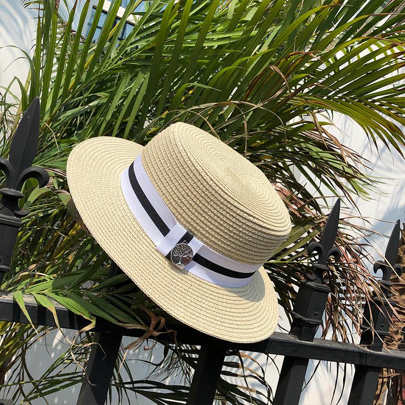 Summer Outdoor Empty Top Hat Solid Color Sun Hat Straw Beach Sun Hat Men