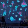 Under The Sea Glow In The Dark Wall Decals, Mermaids Seahorse Shells Luminous Sticker for Girls Room, Nursery, Bathroom, Ceiling, Wall Decor