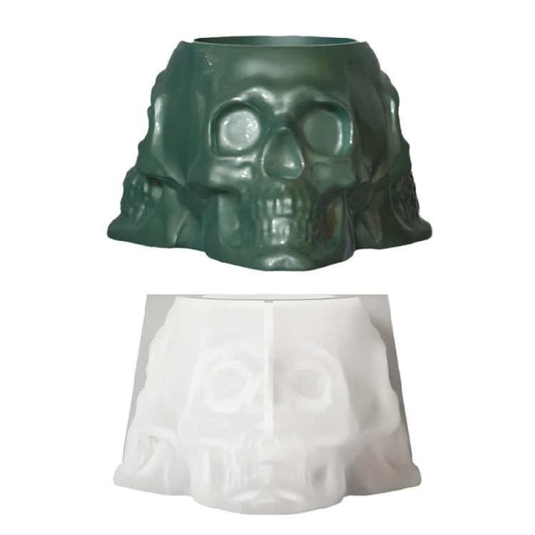 Skull Face Silicone Candle Holder Molds for Pencil Cup Flower Planter Epoxy Resin Silicone Molds Gypsum Silicone Molds 1