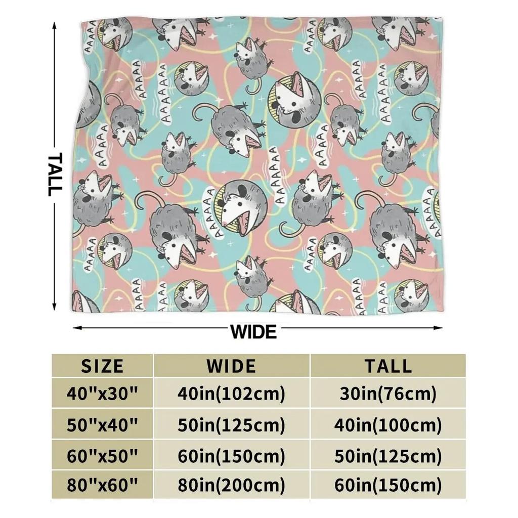 Opossum Screm Blanket Soft Warm Flannel Throw Blanket Plush for Bed Living Room Picnic Travel Home Sofa