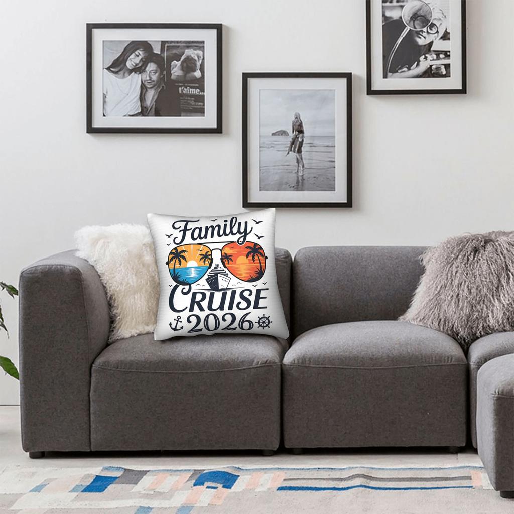 Family Cruise Pillow Case Soft Pillow Cover For Living Room Chair Cute Funny Cushion Cover