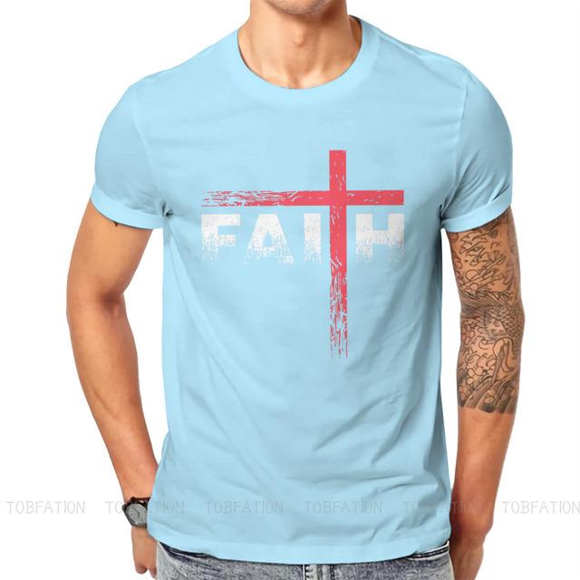 Christian Faith Cross Essential Tričko Vintage Graphic Pánské oblečení Topy Bavlněné tričko s výstřihem