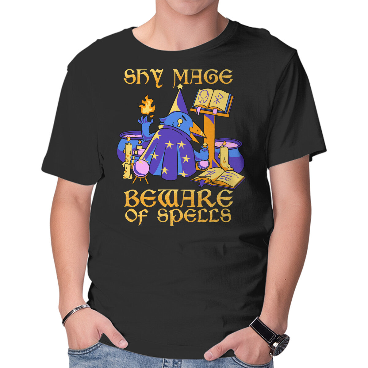 Unisex Crew Neck T-Shirt Shy Mage Graphic Short Sleeve Casual Tee S