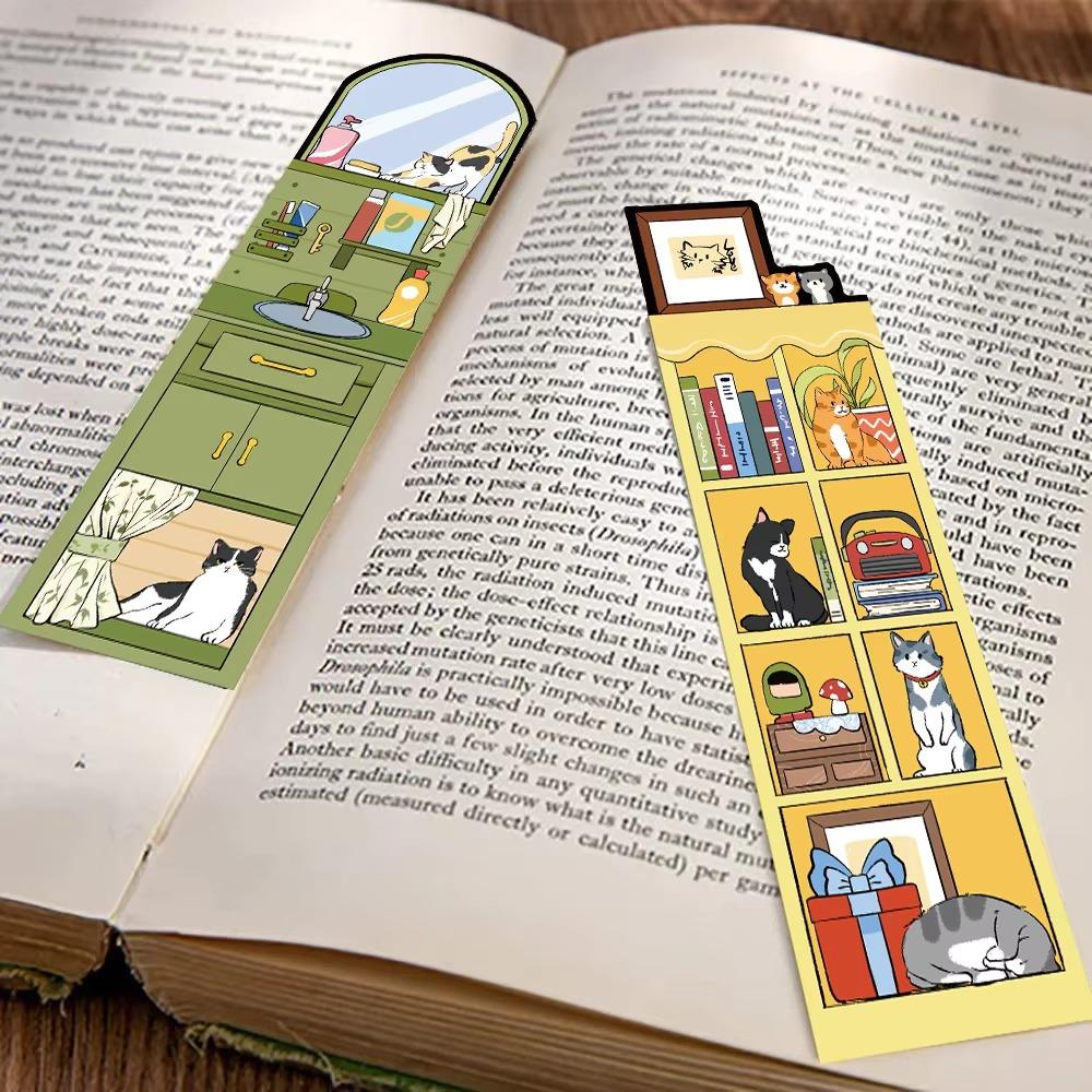 30Pcs Cat World Bookmark Graffiti Page Marking Cards Creative Reading Page Book Marking  Gifts