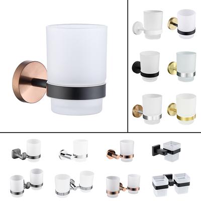 Single Double Toothbrush Holder Stainless Steel Toothbrush Tumbler&Cup Holder Wall Mount Bathroom Hardware Accessores Gold White