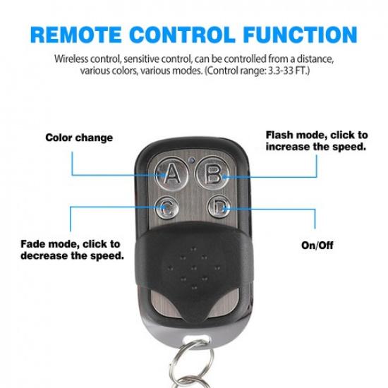 Motorcycle Multi-color RGB Colors LED 15 Strip Music Light 12PCS Sensor- Kit US