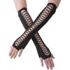 Black Fingerless Gloves women Punk Dark Gothic Cuff Men Hip Hop Hollow Out Rock Gloves E-GIRL Grunge Emo Accessories Mall Goth
