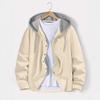 2026 Autumn Men's Color Block Waffle Knit Button-Up Hooded Cardigan Jacket