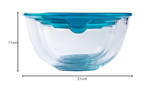 Synergy Trading PYREX Heat-Resistant Glass Bowl with Lid, Microwave-Safe, Clear, 2.0L (PRX0007)