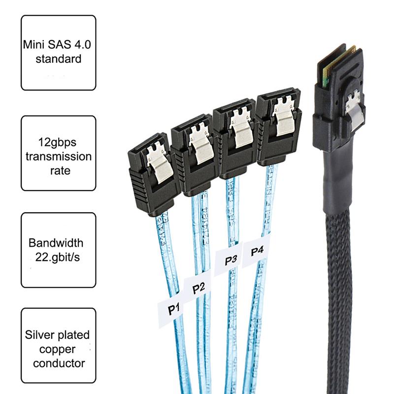Sas Sata Kabel Mini-Sas Sff-8087 Zu 4 Sata Kabel Mini Sas 4I Sff8087 36P Zu 4 Sata 7P Kabel 12Gbps 1/0.5M Festplattendaten