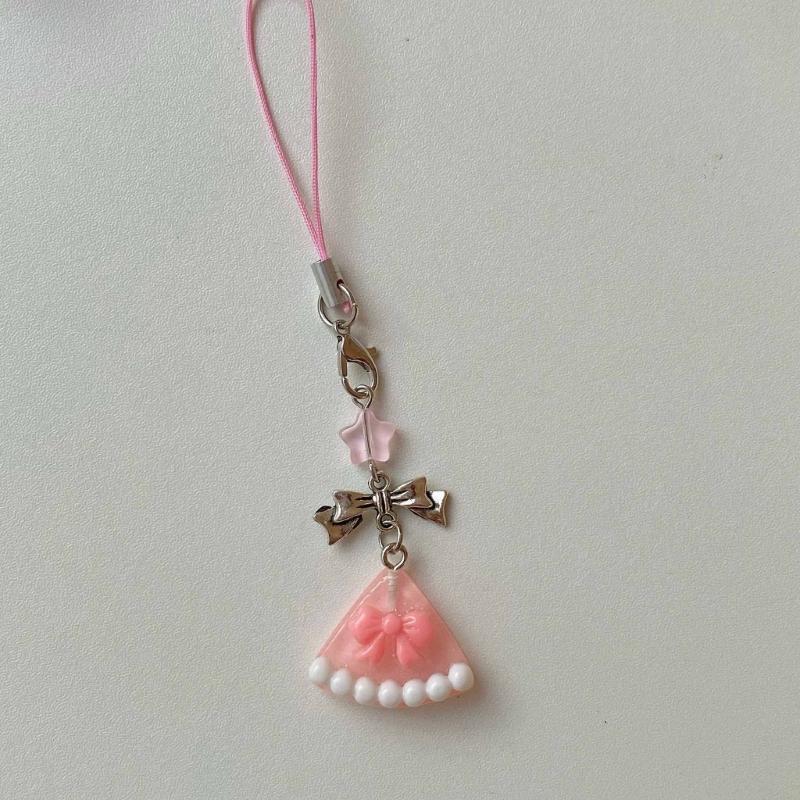 Sweet Bowknot Cake Phone Chain Elegant Bowknot Cake Phone Chain Stylish Phone Accessory for Purses and Wallets