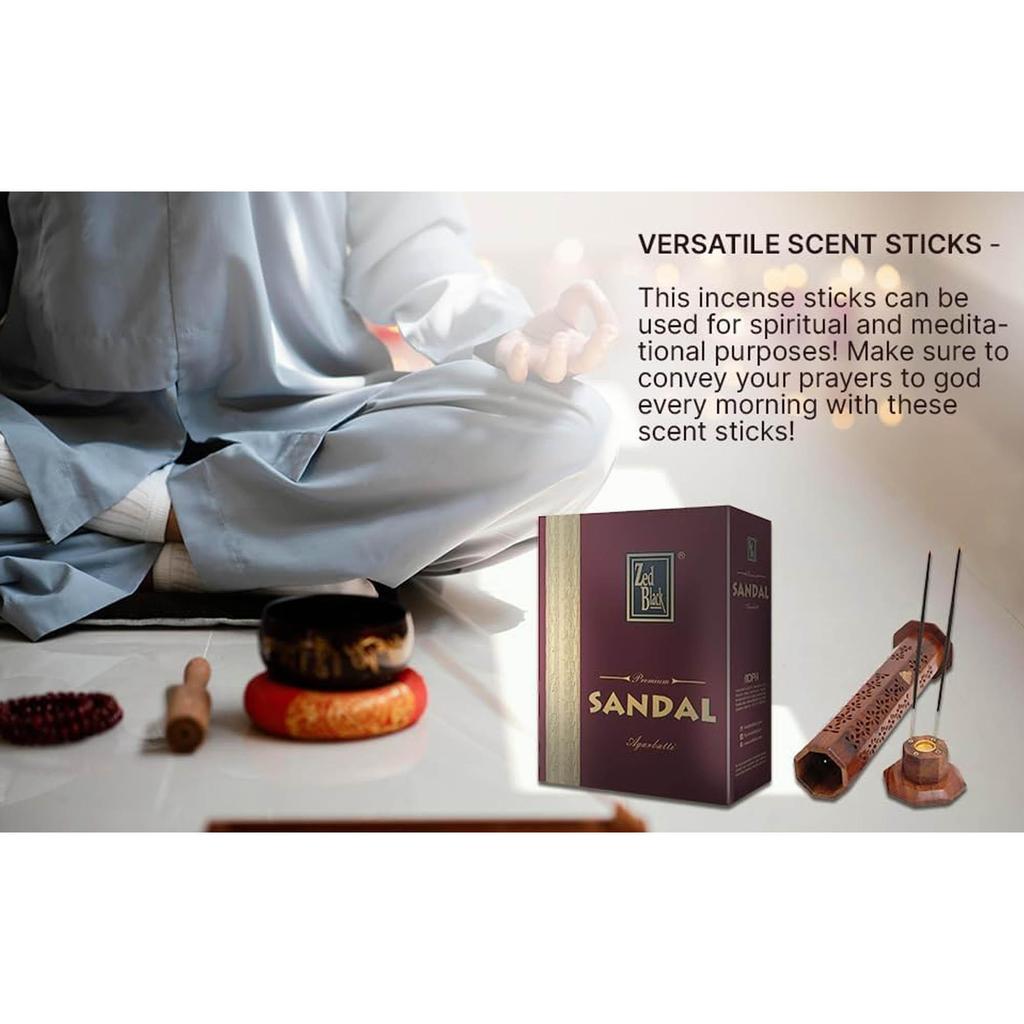 Zed Black Premium Sandalwood Incense Sticks Long Lasting Fragrance  for Everyday Use (30 Sticks X Pack of 12)