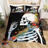 Floral Comforter Cover No Filling Black Skeleton Bedding Set Antique Victorian Baroque Skull Duvet Cover Gothic Vintage