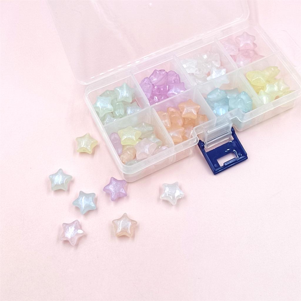 Home Party Supplies Acryl Elastischer Faden Schmuckherstellung Feines funkelndes DIY-Material Sternperlen Charms 1 Set Makaron-Farbe mit Nadel Pentagramm