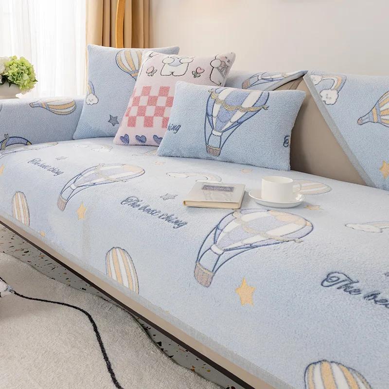 Мультяшный узор плюшевый чехол для дивана нескользящие чехлы для дивана чехол — фото 4